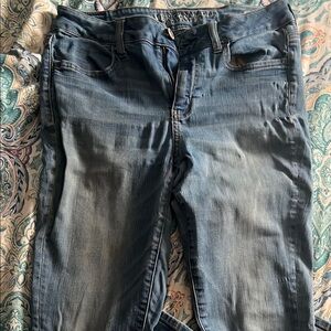 Blue Skinny Jeans with a Faded Look